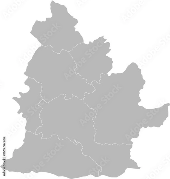 Fototapeta Nitra Region, Slovakia – administrative vector map with district boundaries (Krovak projection, PPT-compatible & fully editable)