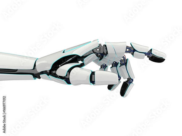 Fototapeta 3D rendering robotic hand on a white background