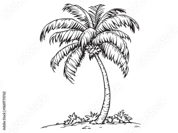 Fototapeta Palm Tree Clear Vision Simple Line Art
