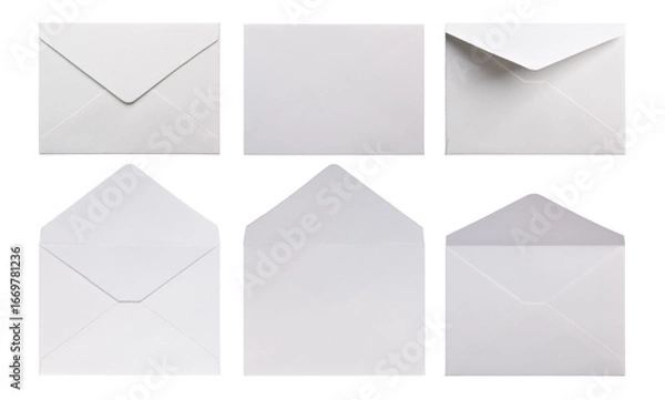 Fototapeta Set of white paper envelopes isolated on white background