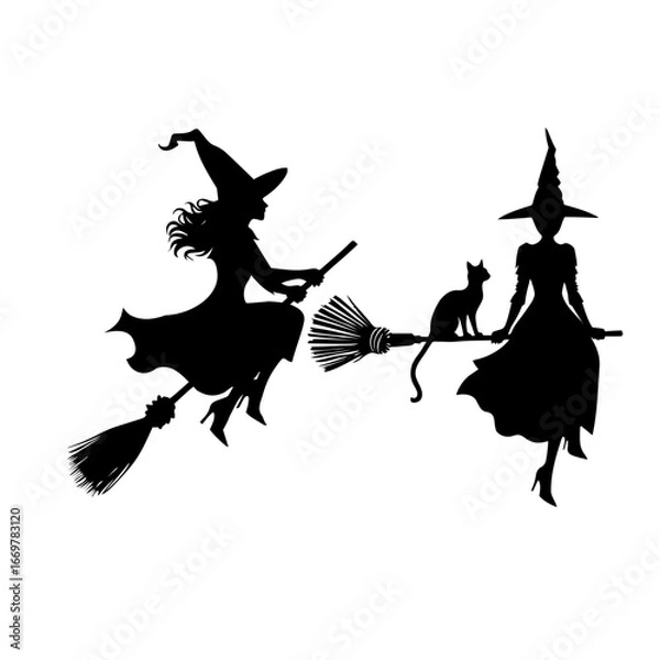 Fototapeta witch with broom