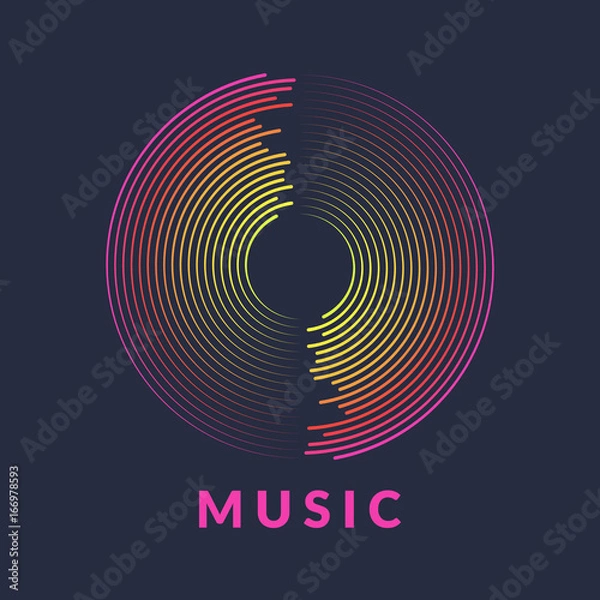 Fototapeta Poster of the sound wave. Vector illustration on dark background