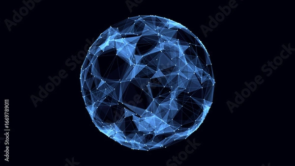 Obraz Vector sci-fi blue sphere with particles and lines. Concept network connection. Frame sphere. Abstract technology background.