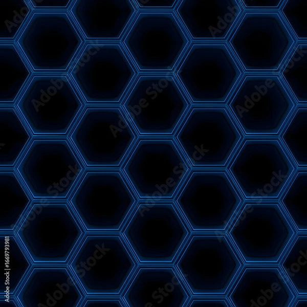Obraz Blue hexagonal mesh abstract background with geometric honeycomb pattern design