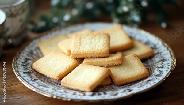 Obraz Square cookies are neatly arranged on a decorate