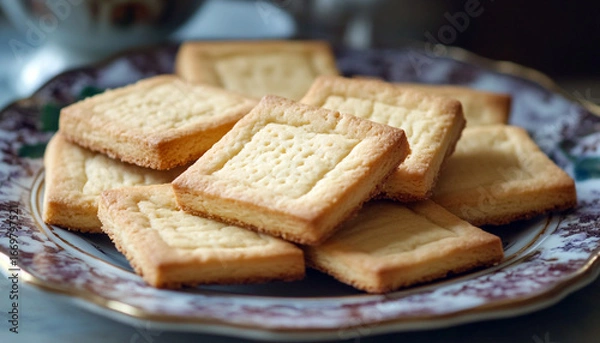 Obraz Square cookies are neatly arranged on a decorate
