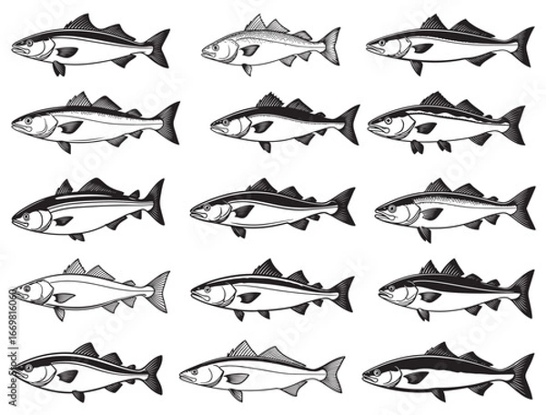 Obraz ALASKA POLLOCK FISH SILHOUETTE