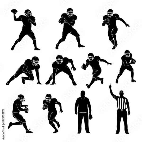 Fototapeta Silhouette of a football player running in a dynamic vector illustration