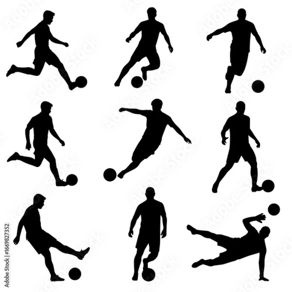 Fototapeta Silhouette of athletes playing various sports in vector style