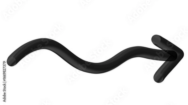 Obraz Isolated Curved Arrow Black Metallic Icon PNG Artistic Symbol on Transparent Background Modern Vector Unique Design