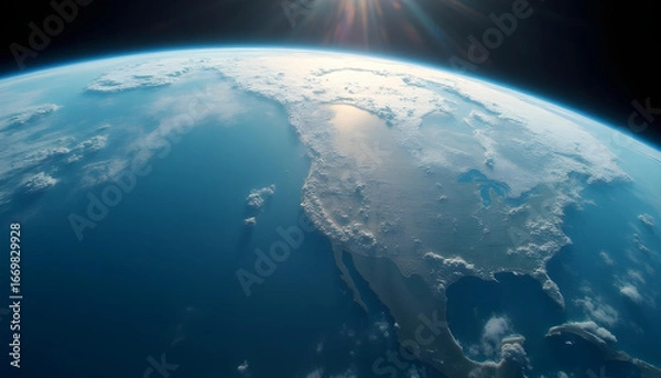Fototapeta 3D Earth Globe with America Visible from Space