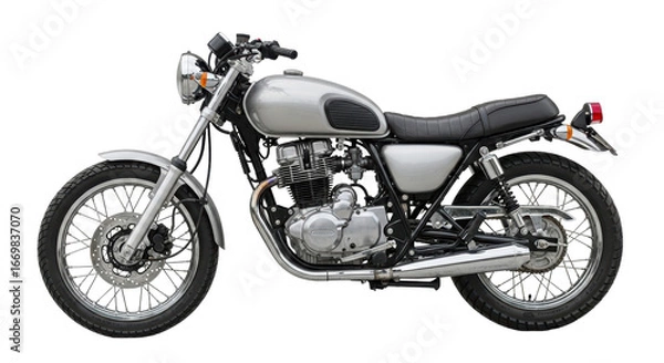 Obraz Isolated Silver Motorcycle on White Background