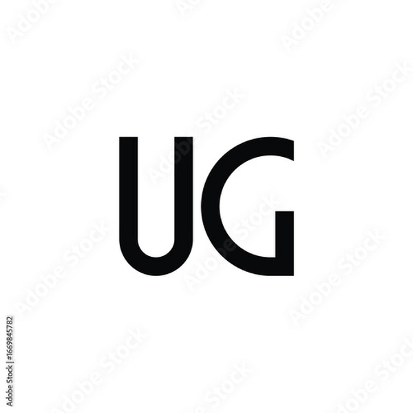 Fototapeta UG monogram logo design letter text name symbol monochrome logotype alphabet character simple logo