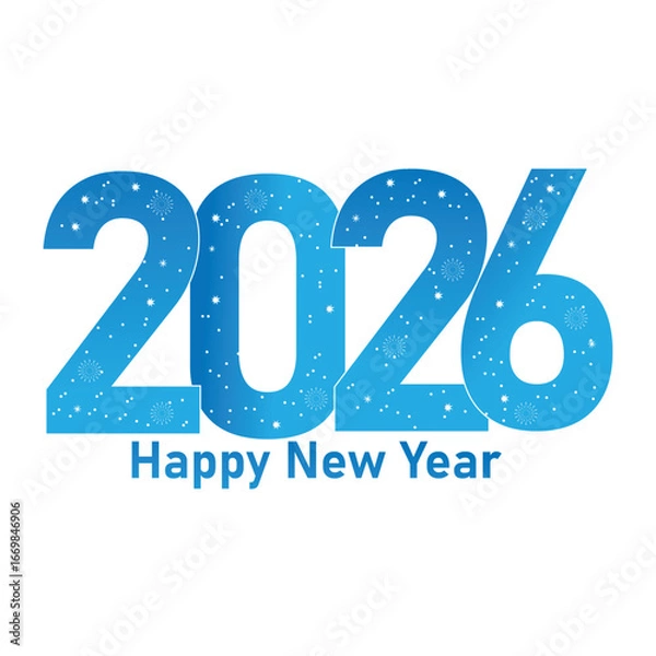 Fototapeta Happy New Year 2025 text design. Firework and snowfall. Vector illustration, logo design.