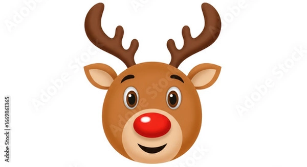 Obraz Isolated Reindeer Head with Red Nose