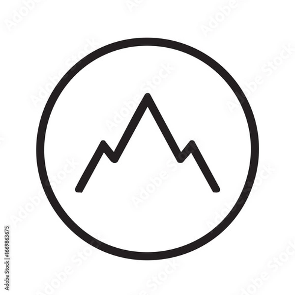 Fototapeta  An icon of mountains inside a circle.