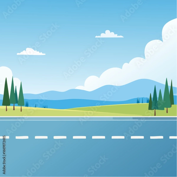 Obraz White Stripe on Vibrant Blue Background, Minimalist Design, Abstract Composition, Ideal for Modern Graphics and Creative Projects.