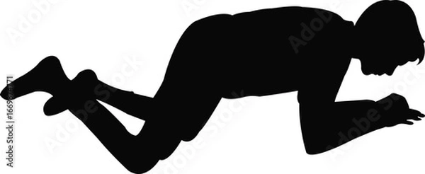 Obraz a boy crawling, silhouette vector