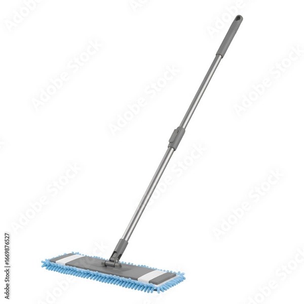 Fototapeta Clean Floors Efficiently with a Flat Mop;  Achieve Sparkling Cleanliness Easily with a  Transparent Background Tutorial.
