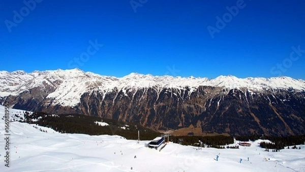 Obraz Jaufenpass, South Tyrol - Italy - Aerial view with panoramic view of the ski area