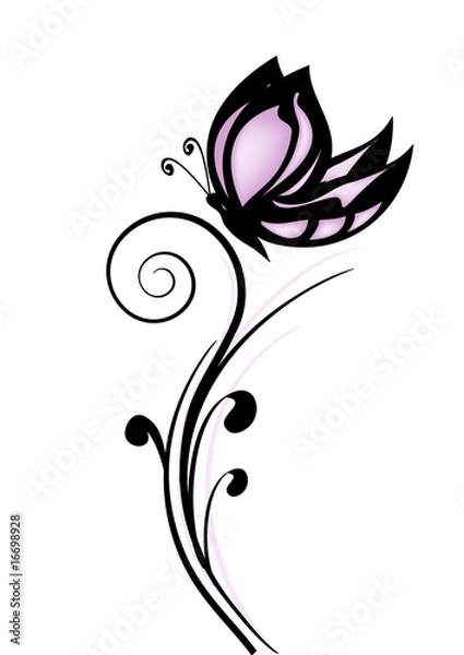 Fototapeta farfalla tatoo rosa