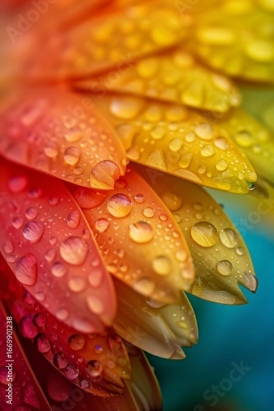 Fototapeta Macro Photo of Rain Drops on a Colorful Flower 