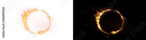 Fototapeta Scorched Ring of Fire with Intense Flame. Swirling Ring of Fire with Sparks