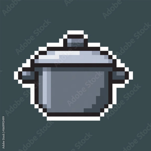 Fototapeta black cooking pot in pixel art style