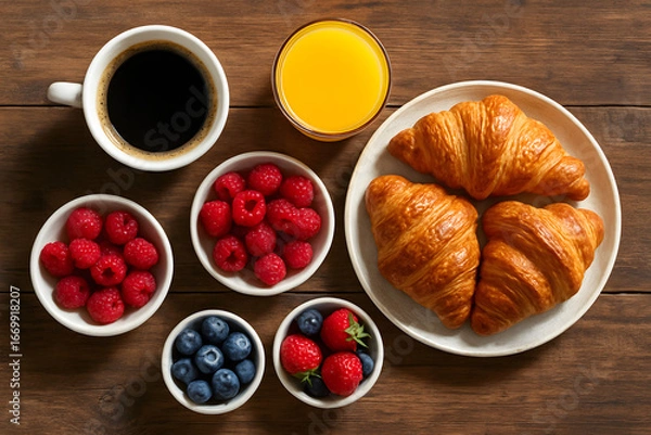 Fototapeta Breakfast Flat Lay