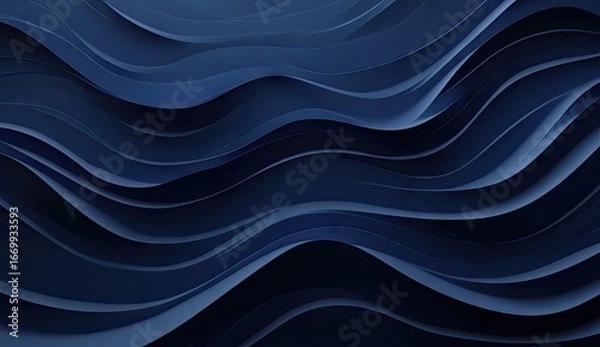 Fototapeta Deep navy blue wavy layered abstract background