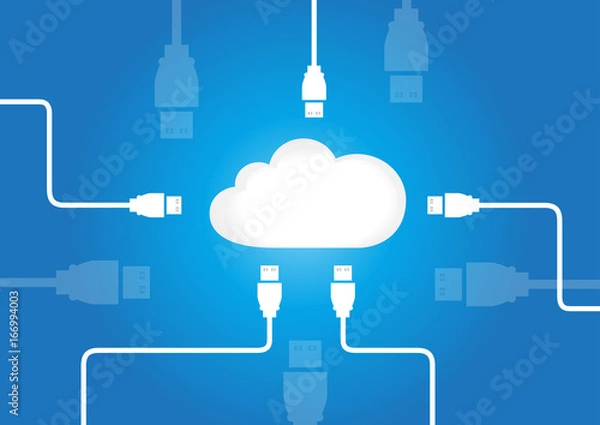 Obraz Vector of Cloud Computing - Internet - Software - Storage - Network Background