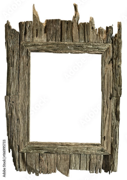 Fototapeta Frame wood country style on isolated white background