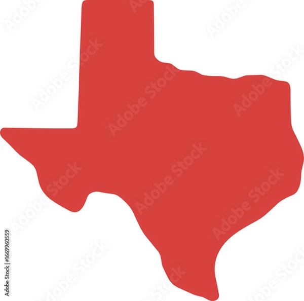 Obraz Simple Solid Red Fill Texas State Shape Geography Element