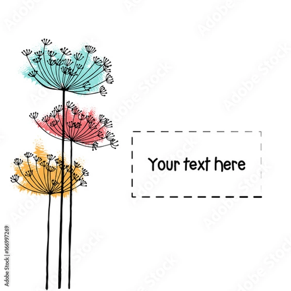 Fototapeta Design of Hand drawn doodle flowers set for your text on white background. Illustration