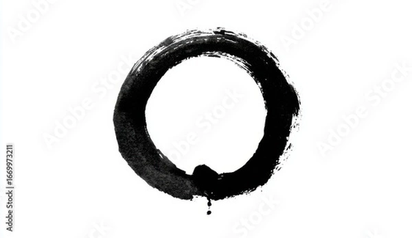 Obraz Minimalist black ink circle on white background representing simplicity and balance