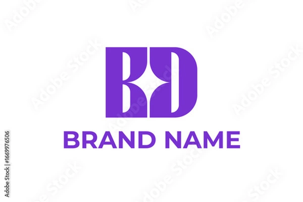Fototapeta Modern BD letter monogram logo design with clean geometric style. Professional vector logomark template perfect for branding, business identity, and creative design projects.