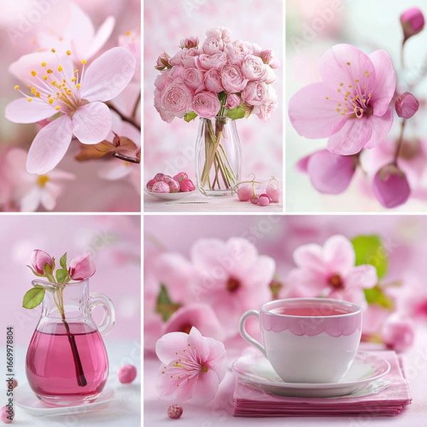 Obraz ピンク色の花々