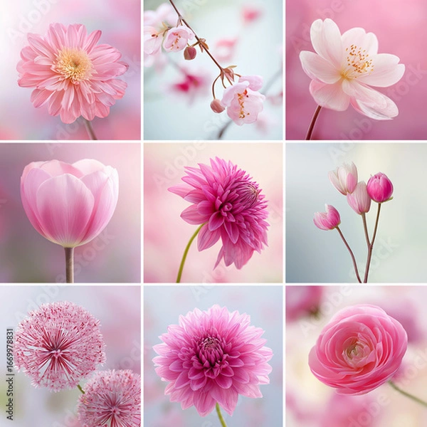 Obraz ピンク色の花々