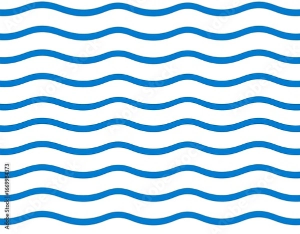 Fototapeta Simple repeating blue wavy lines on white
