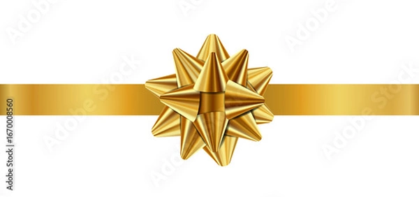 Obraz Gold bow isolated on transparent background.	
