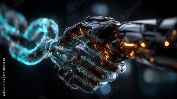 Fototapeta Blockchain Smart Contracts and Digital Agreement Network in Business Technology Concept.