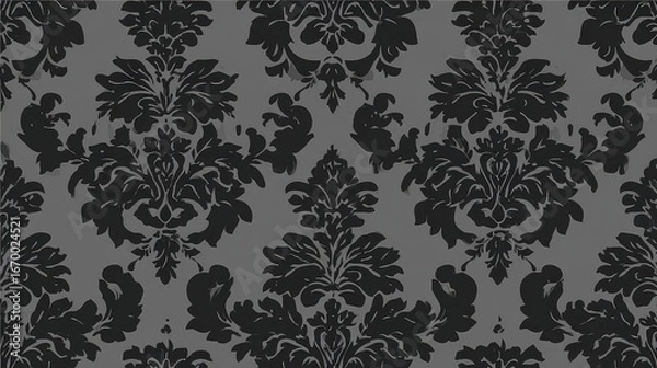 Obraz Elegant Gray And Black Damask Pattern Design