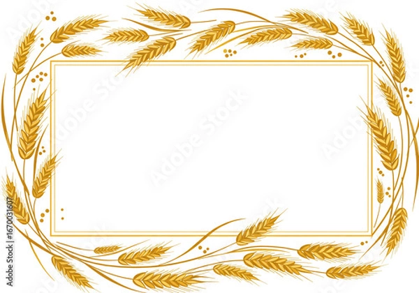 Obraz Golden wheat frame perfect for invitations, announcements, and elegant design projects