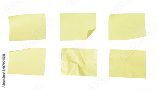 Obraz various yellow sticky notes set isolated on white or transparent png