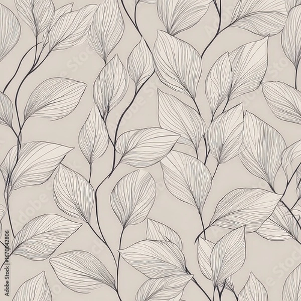 Fototapeta Elegant Beige Leaf Pattern Design