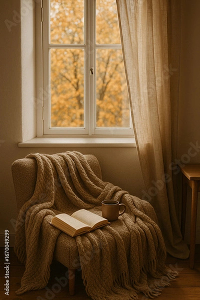 Obraz Cozy Autumn Reading Nook by the Window