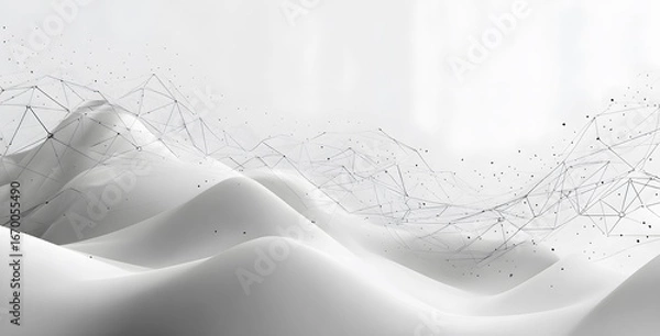 Fototapeta White background with a complex mesh of lines and light gray color waves,