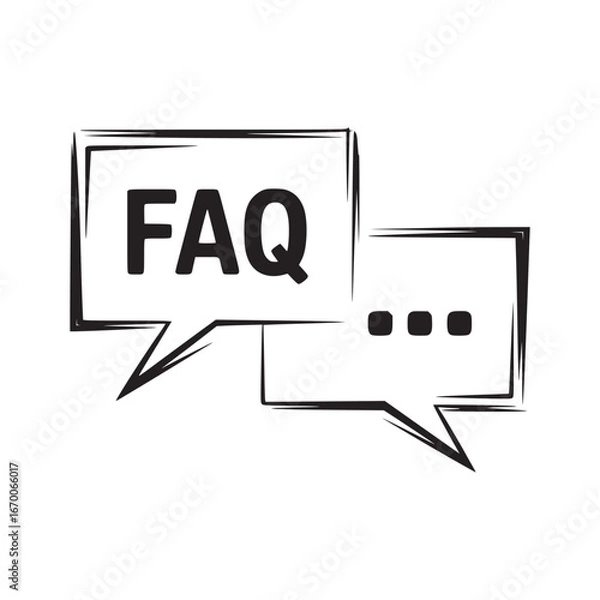 Fototapeta A faq icon with two speech bubbles one containing the letters faq and the other containing ellipses