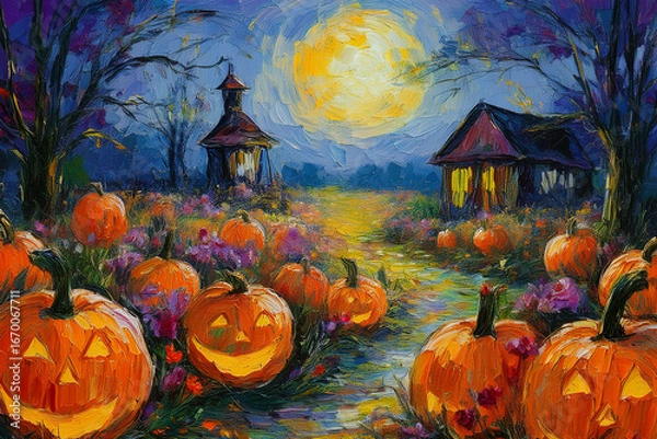 Obraz halloween background with pumpkins