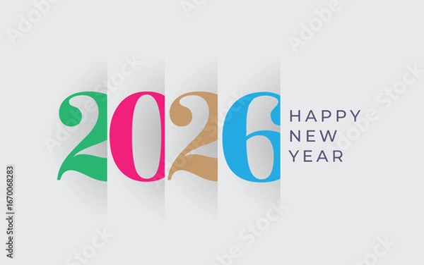 Fototapeta 2026 Happy New Year design vector. trendy new year 2026 design template.